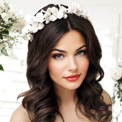 Delightful Daisy Flower Hair Band Tiara and Earring Set