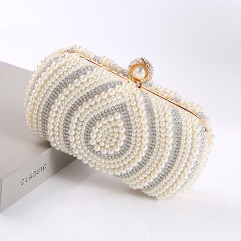 Maria Ivory Pearl Evening Clutch Bag - Silver