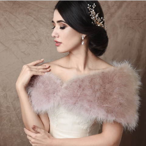 Cressida Marabou Feather Shrug - Blush Pink