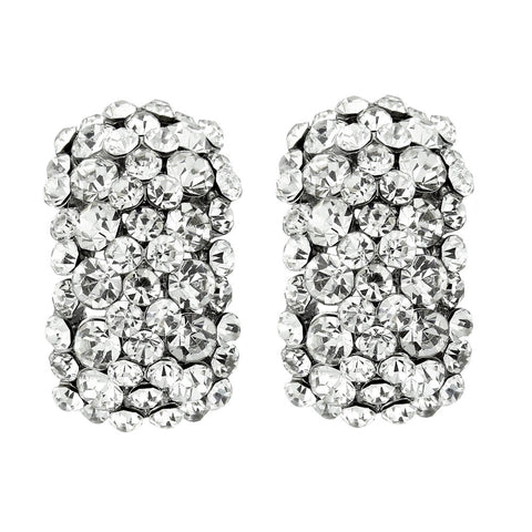 Crystal cluster earrings made from high quality clear crystals on a rhodium finish, they measure 1.5cm wide. 
