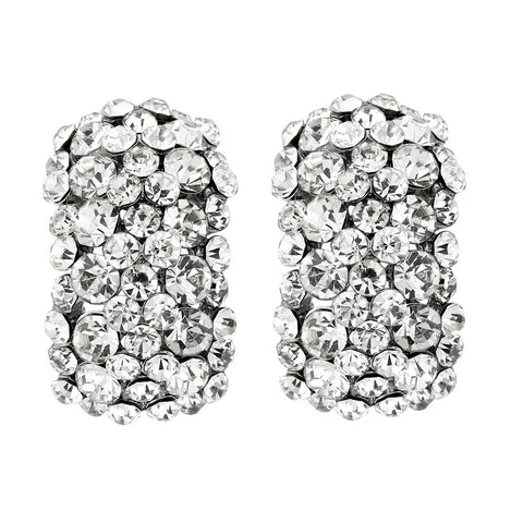 Crystal cluster earrings made from high quality clear crystals on a rhodium finish, they measure 1.5cm wide.