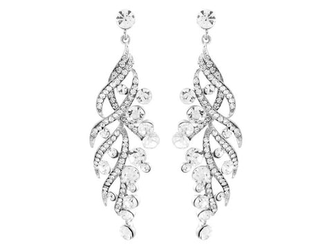 Crystal drop earrings made from luxury clear crystals on a silver tone finish, they have a drop of 7.5cm. 