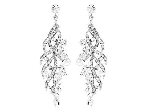 Crystal drop earrings made from luxury clear crystals on a silver tone finish, they have a drop of 7.5cm.