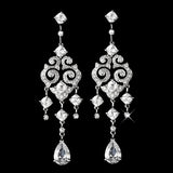 Crystal chandelier drop earrings with a silver tone finish