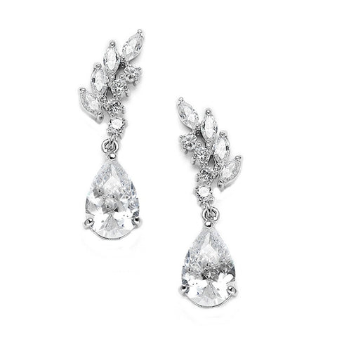 Crystal earrings made from high quality clear cubic zirconia crystals on a rhodium plated finish, they have a drop of 3.2cm.