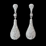 Crystal earrings with an array of clear crystals on a silver tone finish, they have a drop of 7.5cm