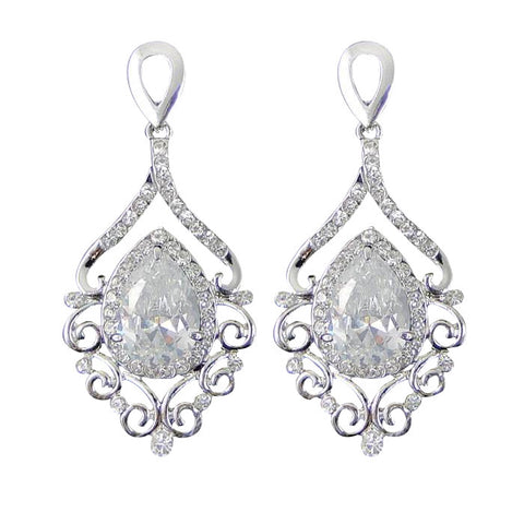 Crystal earrings made from high quality clear cubic zirconia crystals on a silver tone finish, they have a drop of 5cm