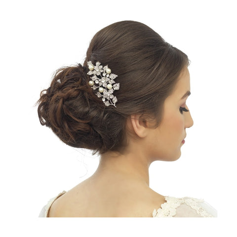 Nuala Crystal and Pearl Hair Comb Available in Rose Gold & Silver