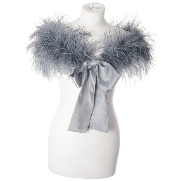 Grey feather shrug hotsell