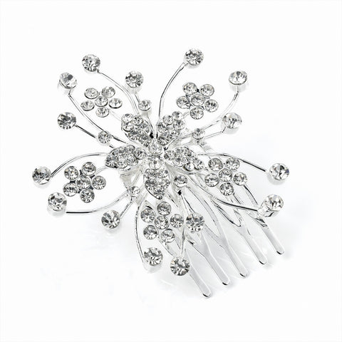 Crystal Flower Spray Hair Comb