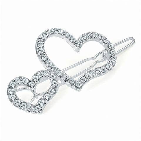 Double Heart Crystal Hair Clip