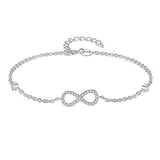 Crystal bracelet made from cubic zirconia crystals in a eternity knot design with a silver tone finish. 