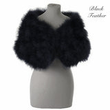 Jet Black wide Feather Stole on a half mannequin