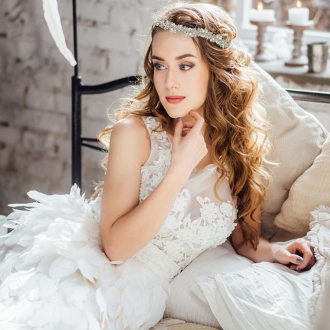 Pearl and Crystal Tie on Hair Vine with Ivory Ribbon