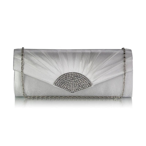 Delia Art Deco Crystal and Satin Clutch Bag