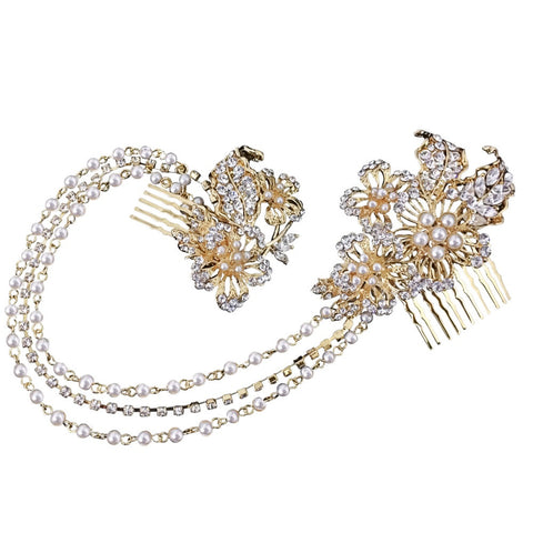 Monica Crystal Headdress Tiara Gold