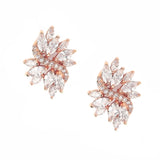 Crystal earrings made from high quality clear crystals on a rhodium rose gold finish, they measure 2.5cm long by 2cm wide. 