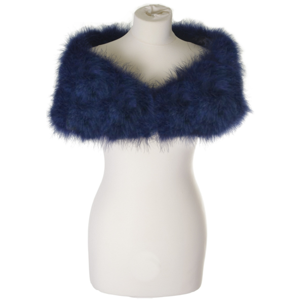 Natasha Navy Blue Marabou Feather Stole Happy Wedding Day