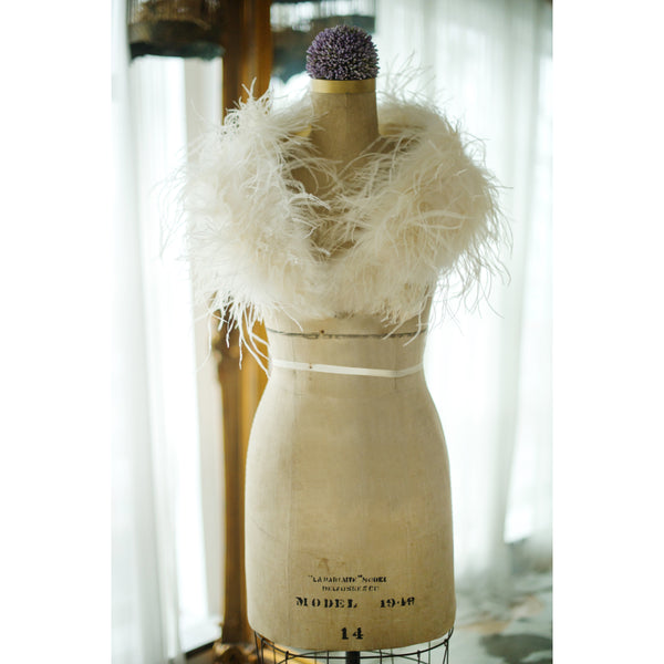 Ostrich Feather Shoulder Shrug in Ivory