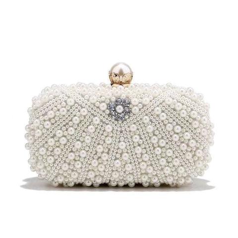 Casey Ivory Pearl and Crystal Evening Clutch Bag