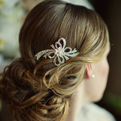 SassB Ellie Crystal and Pearl Hair Comb