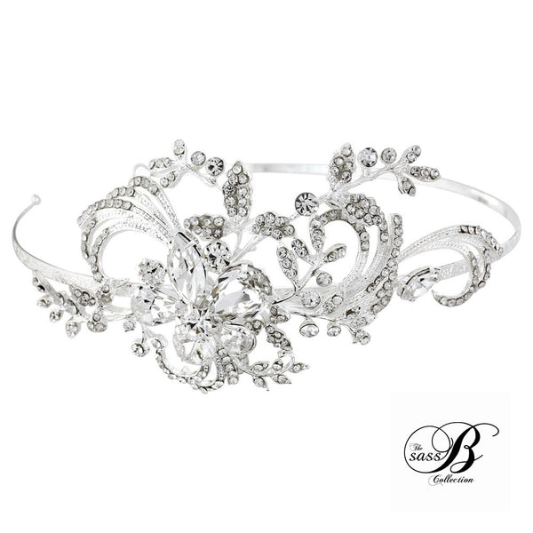 SassB Cordelia Crystal Side Tiara – Happy Wedding Day
