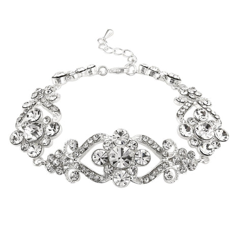 Crystal bracelet made with high quality cubic zirconia crystals on a silver finish, bracelet width 1.5cm