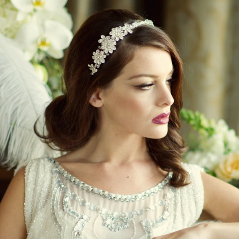 SassB Nellie Silver Crystal Hair Band Tiara