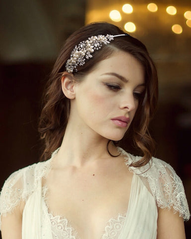 SassB Sofia Pearl and Crystal Hair Band Tiara
