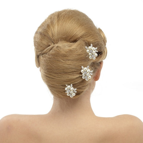 Georgia Set of 3 Crystal and Pearl  Hair Pins