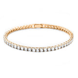 Gold Single Row Crystal Tennis Bracelet with clasp fastening