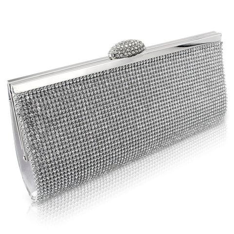 Charlotte Crystal Clutch Bag - Silver