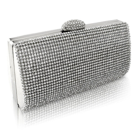 Daisy Crystal Clutch Bag - Silver