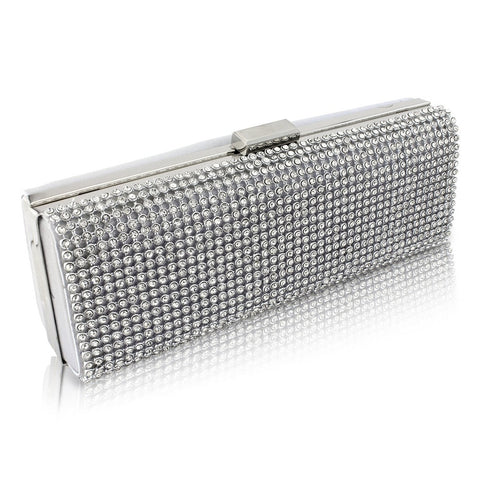 Isabel Crystal Clutch Bag - Silver