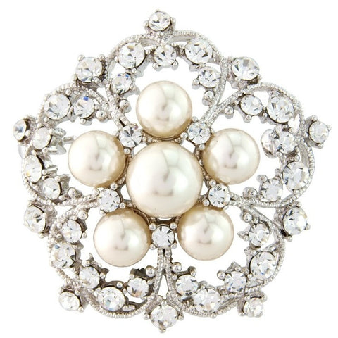 Crystal and pearl brooch made from high quality crystals and pearls, brooch measures 5.5cm wide.