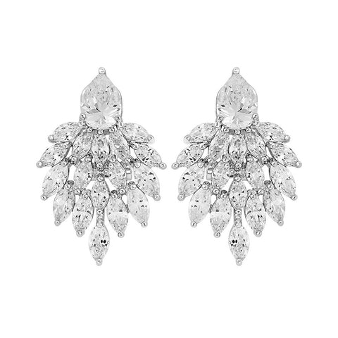 Crystal earrings made with clear crystals on a rhodium plated finish.