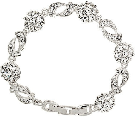 Crystal bracelet with luxury clear crystals on a silver tone finish, width 1.5cm. 