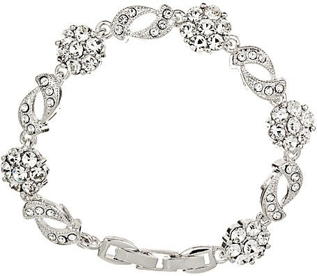 Crystal bracelet with luxury clear crystals on a silver tone finish, width 1.5cm.
