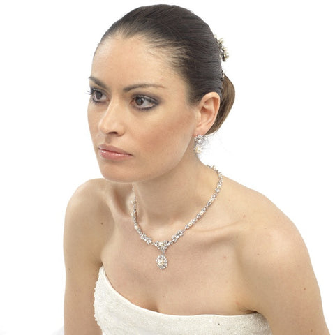 Zelda Crystal and Pearl Necklace and Earrings Set
