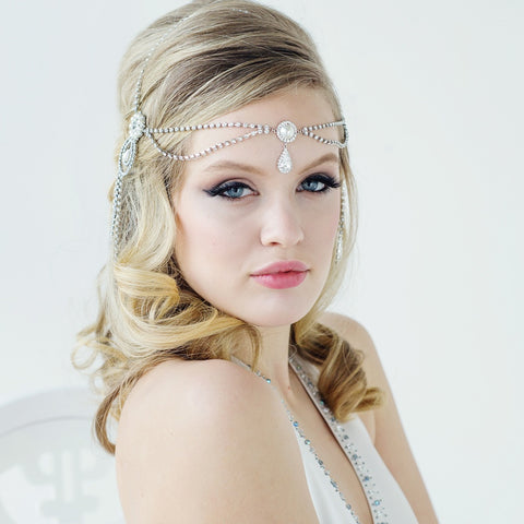 Melvina Crystal & Pearl Headdress Hair Piece