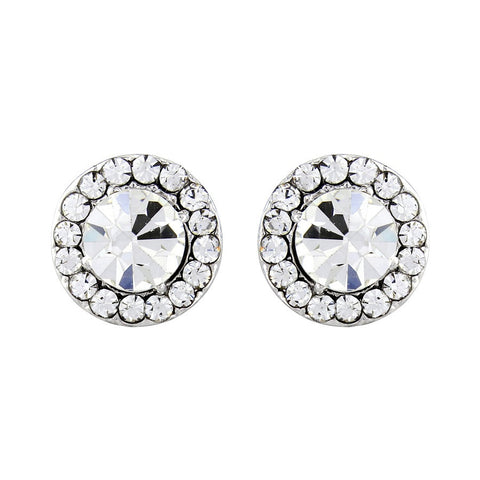 Crystal earrings made from Swarovski crystal elements on a rhodium finish, they measure 1cm by 1cm