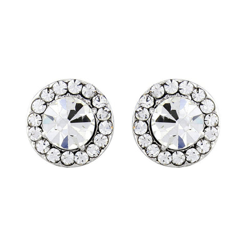 Crystal earrings made from Swarovski crystal elements on a rhodium finish, they measure 1cm by 1cm