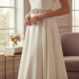 Annalise Pearl & Crystal Bridal Belt - Ivory