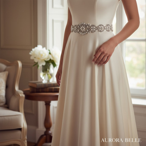 Annalise Pearl & Crystal Bridal Belt - Ivory