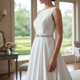 Annabelle Pearl and Crystal Bridal Belt - Silver