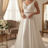 Fleur Crystal Bridal Belt - Ivory