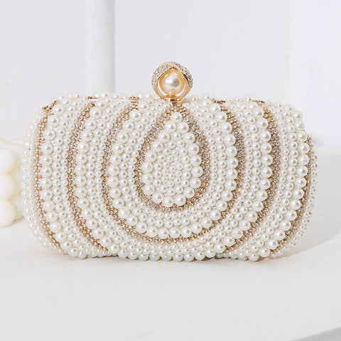 Maria Ivory Pearl Evening Clutch Bag - Gold