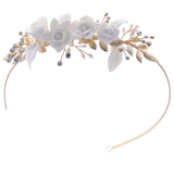Mashear  Crystal and Pearl Flower Headband Tiara -Available in Gold or Silver