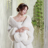 Saran White Faux Fur Shrug Wrap