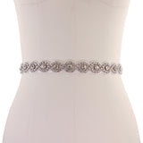 Vintage Style Silver Crystal Bridal Belt on Ivory Ribbon